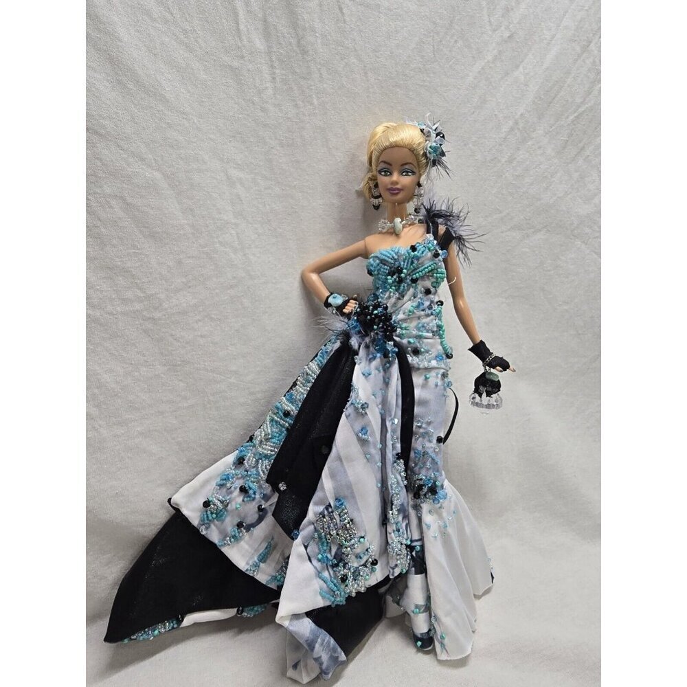 OOAK Custom Designer Barbie Model Muse- Hand Sewn Beaded Dress- A MUST SEE!